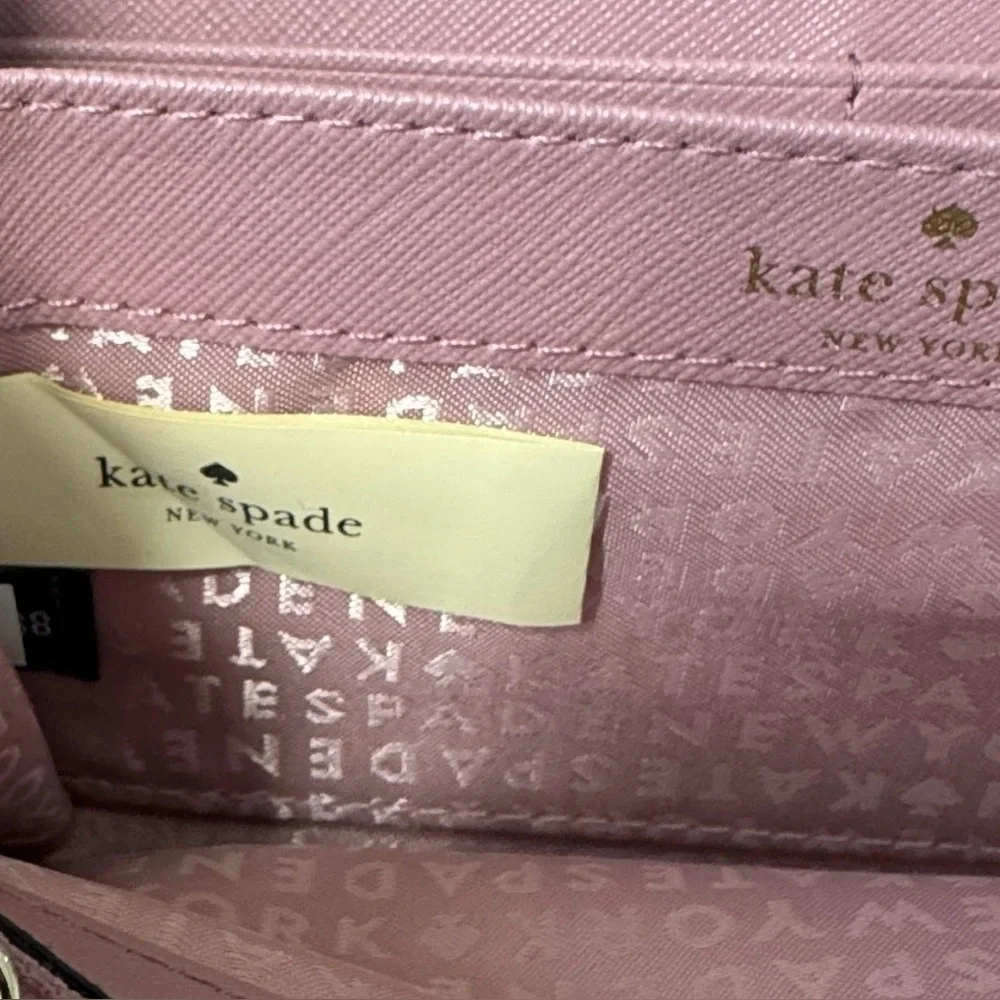 Kate Spade Newbury Lane Neda Zip Around Wallet Clutch Rose Pink Gold Wallet